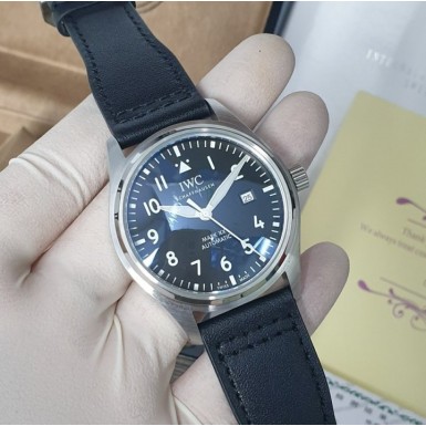 IWC 파일럿 워치 마크20 스틸 블랙다이얼 블랙가죽스트랩