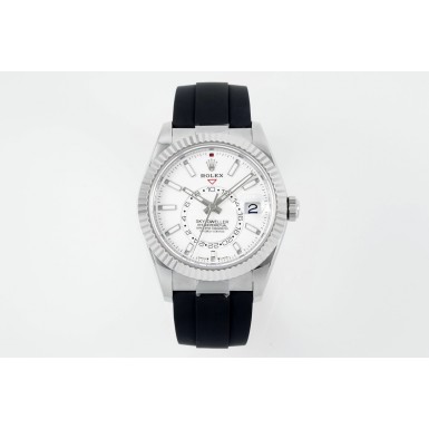 롤렉스 스카이드웰러 42mm 스틸 화이트다이얼 블랙러버스트랩 (Tungsten heavy version) (해외배송)