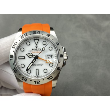 롤렉스 익스플로러2 42mm 스틸 화이트다이얼 오렌지러버스트랩 (해외배송)
